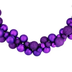 6' Purple 3-Finish Shatterproof Ball Christmas Garland -Winter Decor Store northlight sm93794 03 76142.1687874895