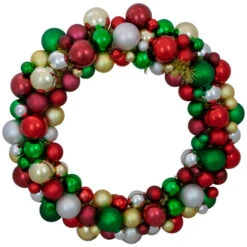 Northlight Traditional Colors 2-Finish Shatterproof Ball Christmas Wreath, 36-Inch