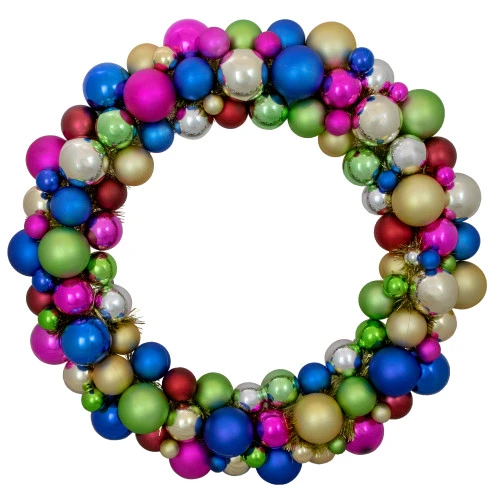 Northlight Multi-Color 2-Finish Shatterproof Ball Christmas Wreath, 36-Inch 1 Northlight Multi-Color 2-Finish Shatterproof Ball Christmas Wreath, 36-Inch