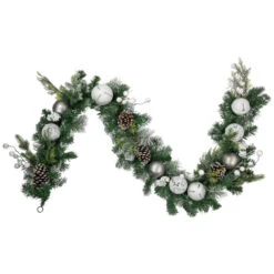 Northlight 6' Green Pine Frosted Artificial Christmas Garland With Pinecones And Ornaments, Unlit