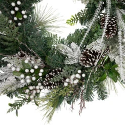 Northlight Real Touch™? Frosted Pinecones And Berries Christmas Wreath - 36" - Unlit -Winter Decor Store northlight sm95356 02 33695.1701796957