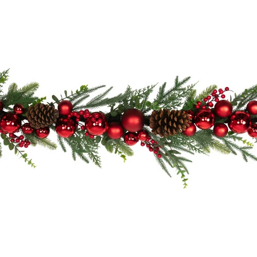 Northlight Mixed Foliage With Jingle Bells And Ornaments Artificial Christmas Garland - 6' X 8" - Unlit 3 Northlight Mixed Foliage With Jingle Bells And Ornaments Artificial Christmas Garland - 6' X 8" - Unlit - Image 3