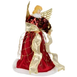 Northlight Metallic And Sequin Angel Christmas Tree Topper - 12" - Red And Gold - Unlit -Winter Decor Store northlight tj99308 03 80717.1693409628