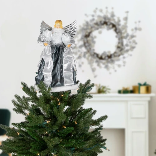 Northlight Sequined Angel With Wings Christmas Tree Topper Unlit - 12" 2 Northlight Sequined Angel With Wings Christmas Tree Topper Unlit - 12" - Image 2