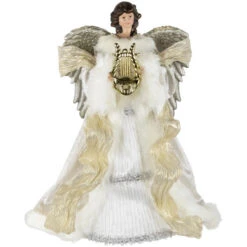 18" White And Silver Angel Christmas Tree Topper, Unlit