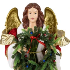 Northlight Commercial Size Angel Christmas Tree Topper With Wreath - 3' - Red And Green - Unlit -Winter Decor Store northlight tj99313 05 44813.1693669213