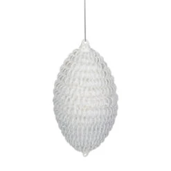 Northlight 5.5" White Glitter Spiral Coiled Wire Finial Christmas Ornament