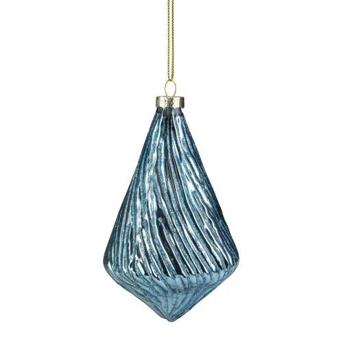Northlight 4.75" Blue Glitter Swirl Glass Christmas Pendant Ornament 1 Northlight 4.75" Blue Glitter Swirl Glass Christmas Pendant Ornament