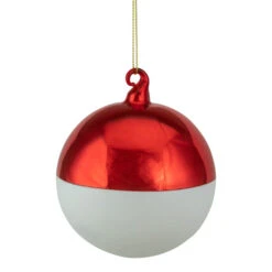 Northlight 3.5" Shiny Red And Matte White Glass Christmas Ball Ornament