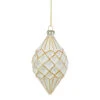Northlight 5" Glittered White And Gold Geometric Finial Glass Christmas Ornament