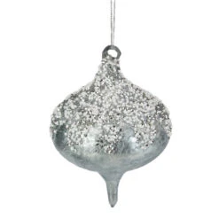 Northlight 5.25" Silver Beads And Sequins Glass Onion Christmas Ornament