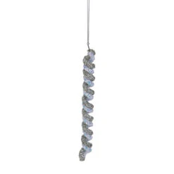 7" Gray And Blue Glitter Spiral Twist Icicle Christmas Ornament