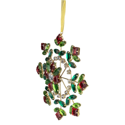 Northlight 6.5" Green And Red Gem Stone Flowers Snowflake Christmas Ornament 2 Northlight 6.5" Green And Red Gem Stone Flowers Snowflake Christmas Ornament - Image 2