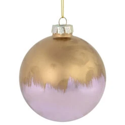 Northlight 3.5" Brushed Matte Gold And Shiny Lavender Glass Ball Christmas Ornament
