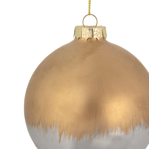 Northlight 3.5" Brushed Matte Gold And Shiny Lavender Glass Ball Christmas Ornament 2 Northlight 3.5" Brushed Matte Gold And Shiny Lavender Glass Ball Christmas Ornament - Image 2