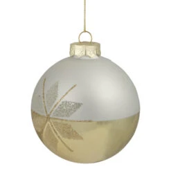 Northlight 4" Gold And Silver Snowflake Glass Ball Christmas Ornament -Winter Decor Store northlight tr94437 03 92325.1690469260