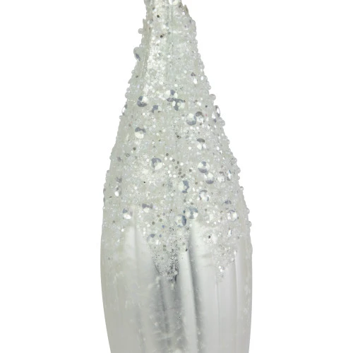Northlight 9.5" Matte White Sequin And Glitter Finial Glass Christmas Ornament 4 Northlight 9.5" Matte White Sequin And Glitter Finial Glass Christmas Ornament - Image 4