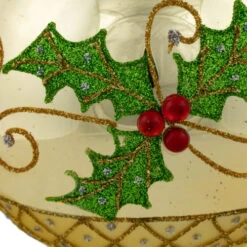 Northlight Set Of 2 Golden Glitter Holly Finial Christmas Glass Ornaments 5" -Winter Decor Store northlight tr94995 220copy 87539.1700500044