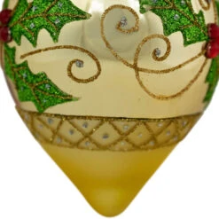 Northlight Set Of 2 Golden Glitter Holly Finial Christmas Glass Ornaments 5" -Winter Decor Store northlight tr94995 320copy 80472.1700500044