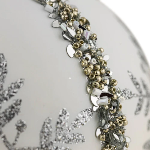 Northlight Set Of 2 Matte White Sequin Glitter Snowflake Glass Christmas Ornaments 4" 3 Northlight Set Of 2 Matte White Sequin Glitter Snowflake Glass Christmas Ornaments 4" - Image 3