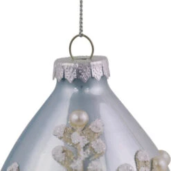 Northlight Set Of 2 Shiny Artic Blue Textured Snowflakes Finial Christmas Glass Ornaments 5" -Winter Decor Store northlight tr95013 4 56238.1700327050