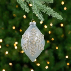 Northlight Set Of 2 Shiny Artic Blue Textured Snowflakes Finial Christmas Glass Ornaments 5" -Winter Decor Store northlight tr95013 styled 85284.1700327049