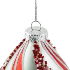 Northlight Set Of 2 White And Red Glitter And Beads Striped Finial Glass Christmas Ornaments 5.5" 8 Northlight Set Of 2 White And Red Glitter And Beads Striped Finial Glass Christmas Ornaments 5.5" -Winter Decor Store northlight tr95018 2 61718.1700327049