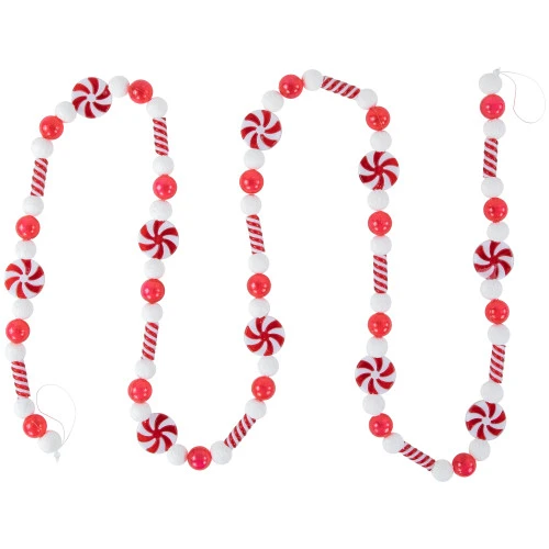Northlight 6' Red And White Frosted Peppermint Candy Christmas Garland, Unlit 1 Northlight 6' Red And White Frosted Peppermint Candy Christmas Garland, Unlit