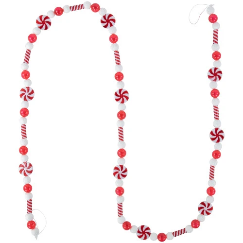 Northlight 6' Red And White Frosted Peppermint Candy Christmas Garland, Unlit 6 Northlight 6' Red And White Frosted Peppermint Candy Christmas Garland, Unlit - Image 6