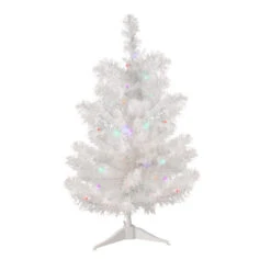 Northlight Pre-Lit Medium Pine Artificial Christmas Tree - 2' - White - Multicolor LED Lights