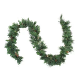 Pre-Lit White Valley Pine Artificial Christmas Garland - 9' X 14" - Clear Lights