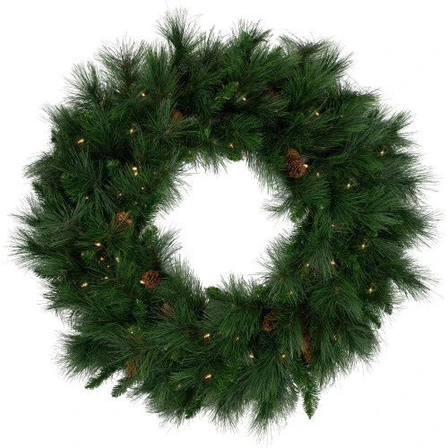 Northlight Pre-Lit White Valley Pine Artificial Pinecone Christmas Wreath - 36" - Clear Lights 1 Northlight Pre-Lit White Valley Pine Artificial Pinecone Christmas Wreath - 36" - Clear Lights