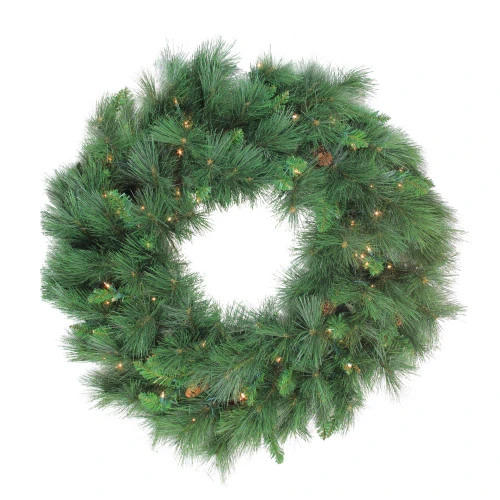 Northlight Pre-lit White Valley Pine Artificial Christmas Wreath - 48" - Clear Lights 1 Northlight Pre-lit White Valley Pine Artificial Christmas Wreath - 48" - Clear Lights