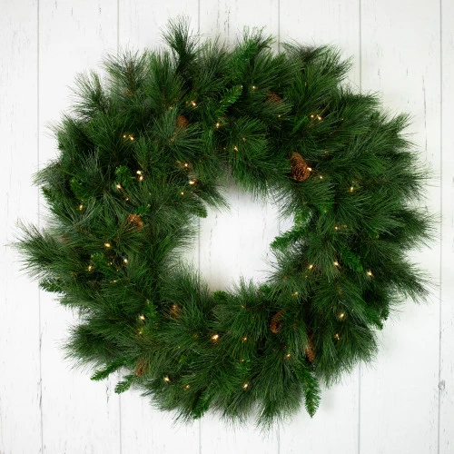 Northlight Pre-Lit White Valley Pine Artificial Pinecone Christmas Wreath - 36" - Clear Lights 4 Northlight Pre-Lit White Valley Pine Artificial Pinecone Christmas Wreath - 36" - Clear Lights - Image 4