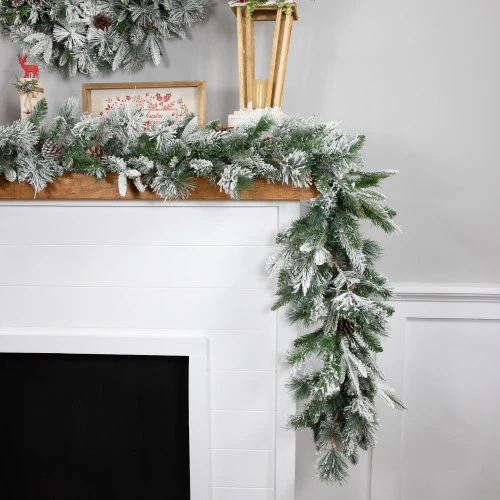 Real Touch™? Flocked Rosemary Emerald Angel Pine Artificial Christmas Garland - 9' X 14" - Unlit 3 Real Touch™? Flocked Rosemary Emerald Angel Pine Artificial Christmas Garland - 9' X 14" - Unlit - Image 3