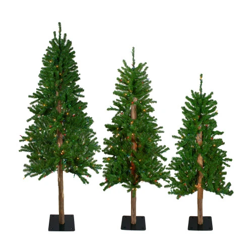 Northlight Set Of 3 Pre-Lit Slim Alpine Artificial Christmas Trees 6' - Multi Lights 1 Northlight Set Of 3 Pre-Lit Slim Alpine Artificial Christmas Trees 6' - Multi Lights