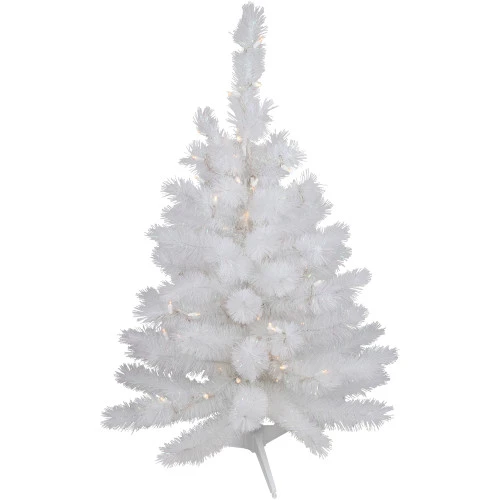 Northlight 3' Pre-Lit White Alaskan Pine Artificial Christmas Tree, Warm White LED Lights 1 Northlight 3' Pre-Lit White Alaskan Pine Artificial Christmas Tree, Warm White LED Lights