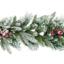 Northlight Real Touch™? Flocked Calloway Fir With Berries Artificial Christmas Garland - 7' X 12" - Unlit -Winter Decor Store northlight v96292 02 29066.1726279111