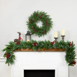 Northlight Real Touch™? Wind River Fir With Glittered Pinecones Artificial Christmas Wreath - 24" - Unlit -Winter Decor Store northlight v96293 26 v96307 styled 01 32124.1726279111