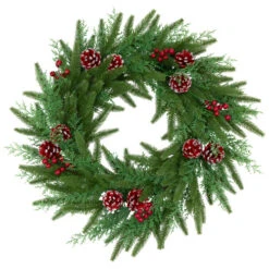 Northlight Real Touch™? Wind River Fir With Glittered Pinecones Artificial Christmas Wreath - 24" - Unlit -Winter Decor Store northlight v96307 01 12646.1726279112