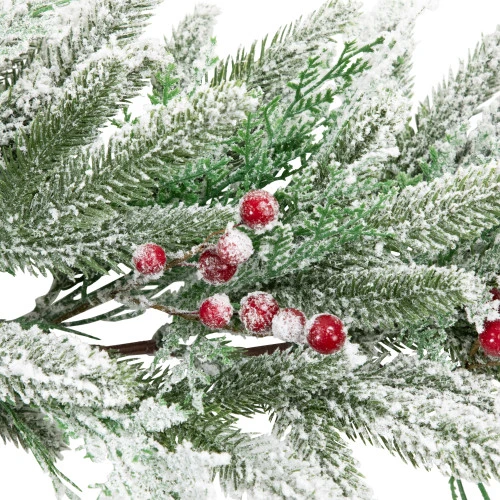 Northlight Real Touch™? Flocked Wind River Fir With Berries Artificial Christmas Garland - 7' X 12" - Unlit 6 Northlight Real Touch™? Flocked Wind River Fir With Berries Artificial Christmas Garland - 7' X 12" - Unlit - Image 6