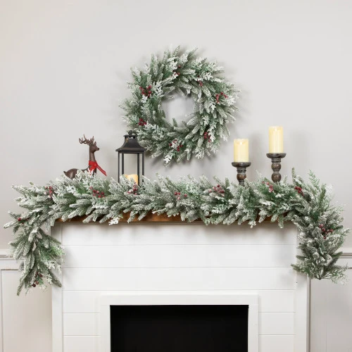 Northlight Real Touch™? Flocked Wind River Fir With Berries Artificial Christmas Garland - 7' X 12" - Unlit 3 Northlight Real Touch™? Flocked Wind River Fir With Berries Artificial Christmas Garland - 7' X 12" - Unlit - Image 3
