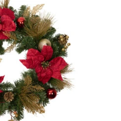 Poinsettias And Ball Ornaments Artificial Christmas Wreath - 24-Inch, Unlit 8 Poinsettias And Ball Ornaments Artificial Christmas Wreath - 24-Inch, Unlit -Winter Decor Store northlight vm89300 2 updated 18571.1665580046