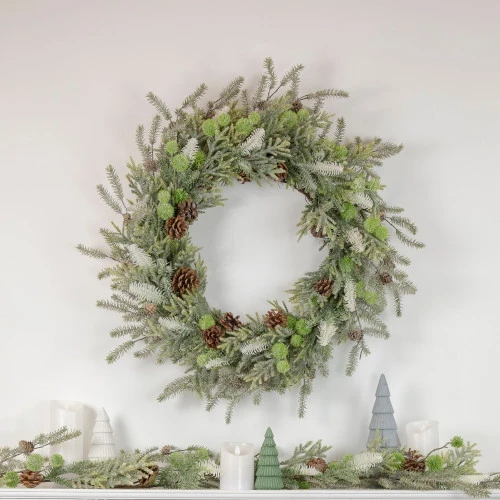 Northlight Frosted Pine And Pinecone Christmas Wreath, 30-Inch, Unlit 2 Northlight Frosted Pine And Pinecone Christmas Wreath, 30-Inch, Unlit - Image 2