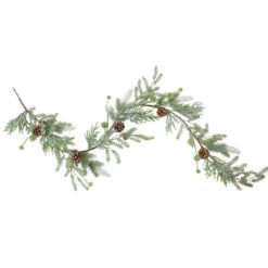 Northlight 5' X 10" Frosted Pine And Pine Cone Christmas Garland, Unlit