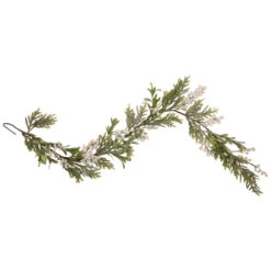 Northlight 5' X 10" White Berry And Frosted Pine Christmas Garland, Unlit