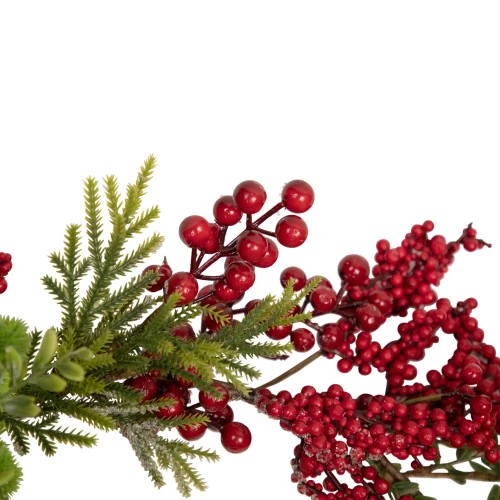 Northlight 5' X 12" Red Berry And Frosted Pine Christmas Garland - Unlit 2 Northlight 5' X 12" Red Berry And Frosted Pine Christmas Garland - Unlit - Image 2