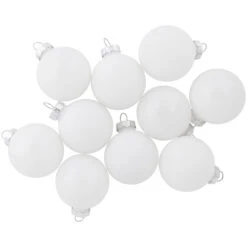 Northlight 10ct White Shiny And Matte Glass Ball Christmas Ornaments 1.75" (45mm)