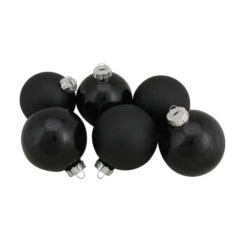 Northlight 6ct Black Glass 2-Finish Christmas Ball Ornaments 3.25" (80mm) -Winter Decor Store northlight wy00763 3 71035.1665433296