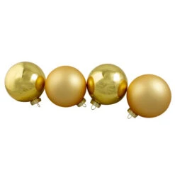 Northlight 4ct Gold Glass 2-Finish Christmas Ball Ornaments 4" (100mm)